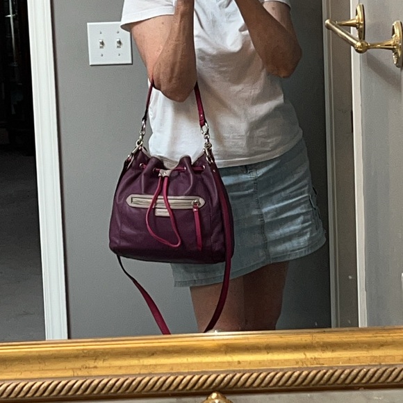 Coach Y2K Purple Pink Leather Crossbody Shoulderbag Drawstring Hobo Avery Boho - Picture 4 of 14